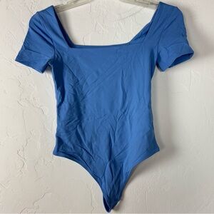 Aritzia Babaton Blue Square-Neck Short Sleeve Bodysuit NWOT